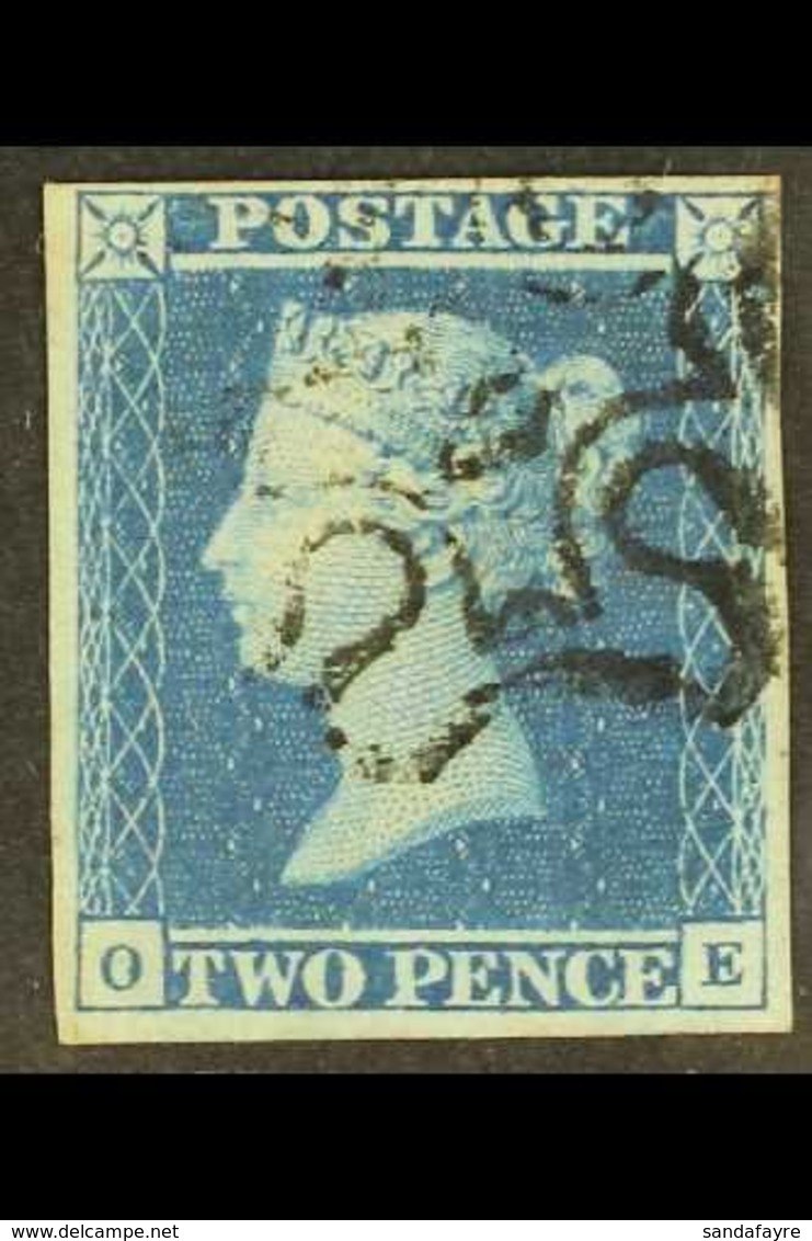 1841  2d Blue, Lettered "O E", Fine Used With Four Neat Margins And Showing NUMBER "6" IN MALTESE CROSS, SG 14f, An Attr - Other & Unclassified