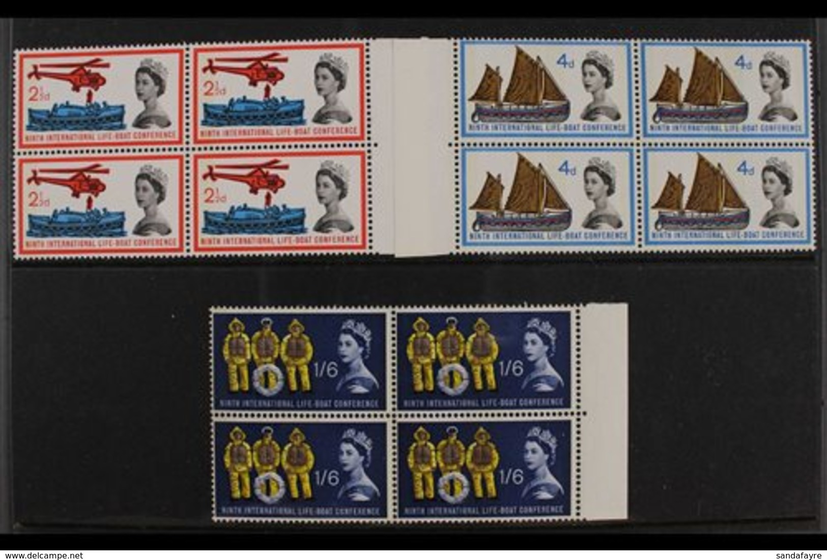 1963  Lifeboat Conference Phosphor Complete Set, SG 639p/41p, Superb Never Hinged Mint Marginal BLOCKS Of 4, Very Fresh. - Andere & Zonder Classificatie