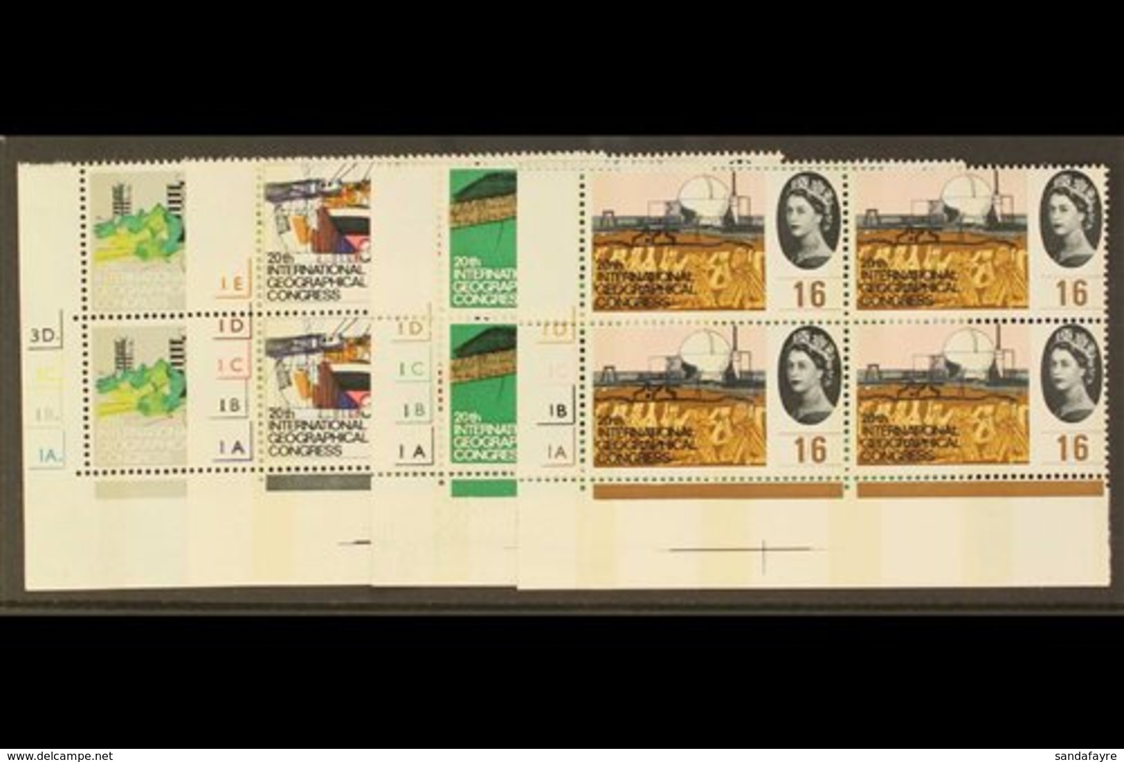 1964  Geographical Congress Complete Phosphor Set In CYLINDER BLOCKS OF FOUR, SG 651p/654p, Superb Never Hinged Mint. (4 - Andere & Zonder Classificatie