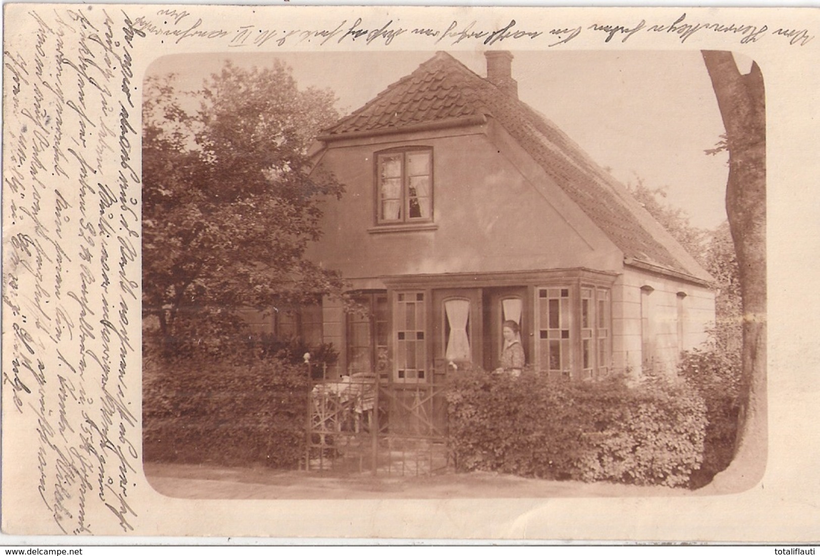 GLÜCKSTADT Belebtes Idyllisches Einzelhaus Von Familie Schulze Gelaufe 30.7.1917 Original Private Fotokarte Unikat - Glueckstadt
