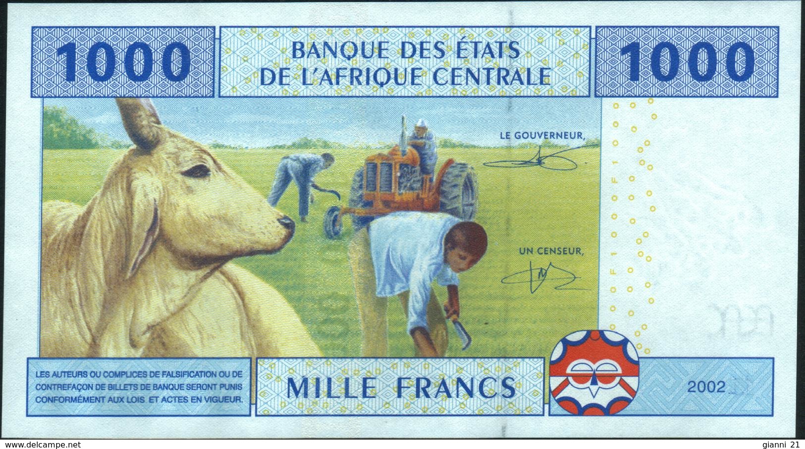 CENTRAL AFRICAN STATES - 1.000 Francs 2002 {Chad #C} UNC P.607 Cc - Tsjaad