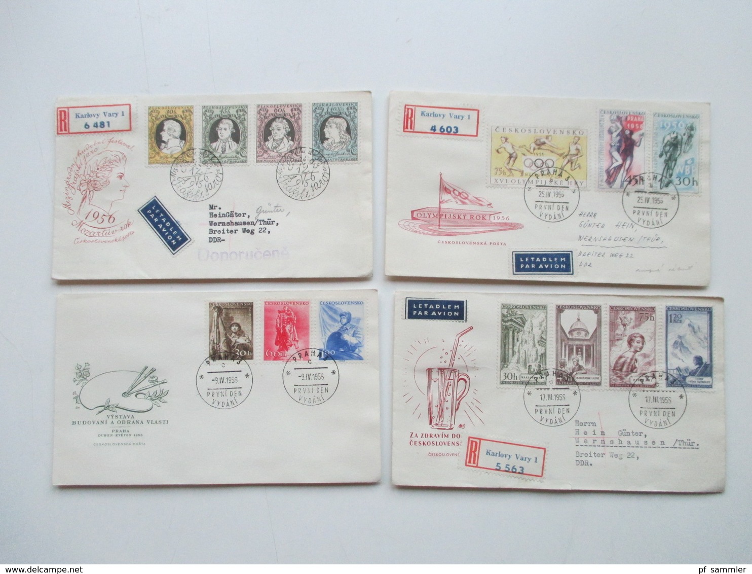 CSSR 1950 - 69 Belegeposten 500 FDC teils echt in die DDR gelaufen. Einschreiben / Luftpost auch Zollstempel Celnice