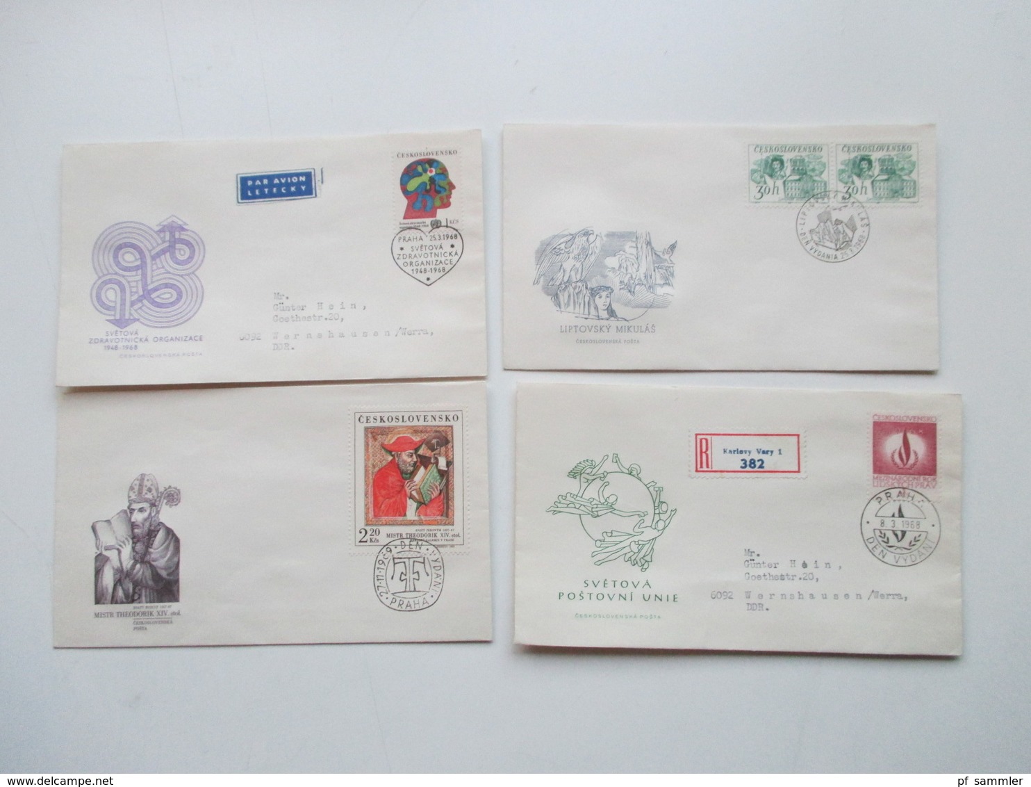 CSSR 1950 - 69 Belegeposten 500 FDC teils echt in die DDR gelaufen. Einschreiben / Luftpost auch Zollstempel Celnice