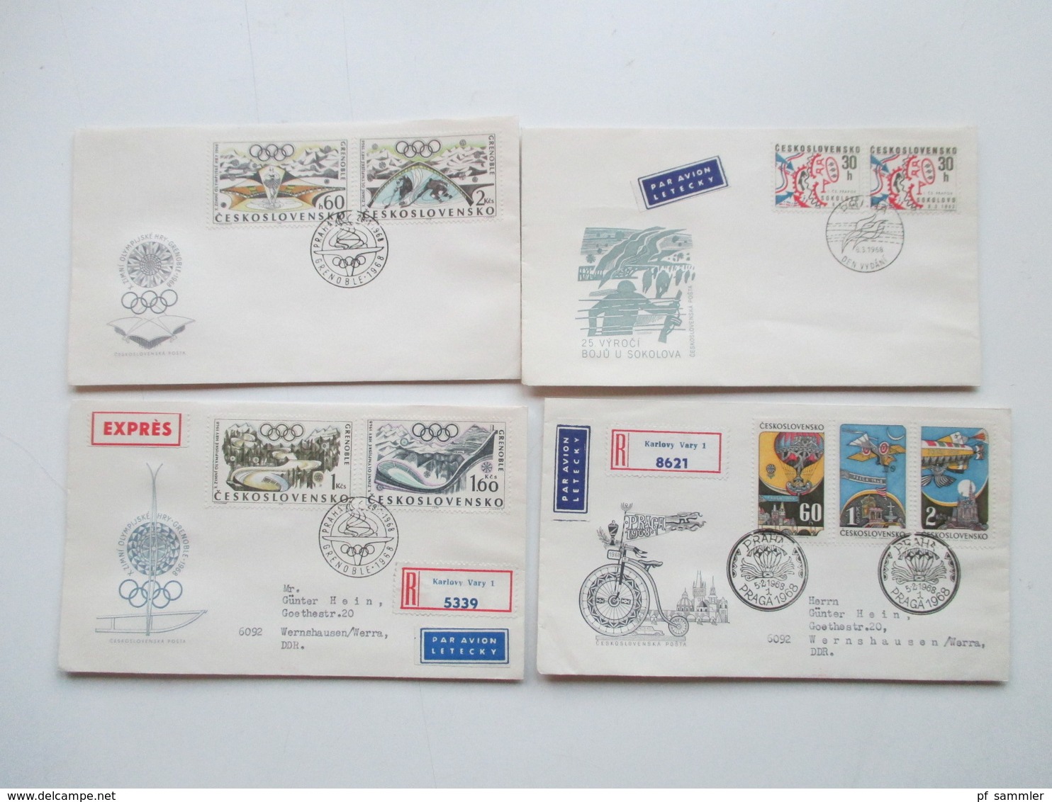 CSSR 1950 - 69 Belegeposten 500 FDC teils echt in die DDR gelaufen. Einschreiben / Luftpost auch Zollstempel Celnice