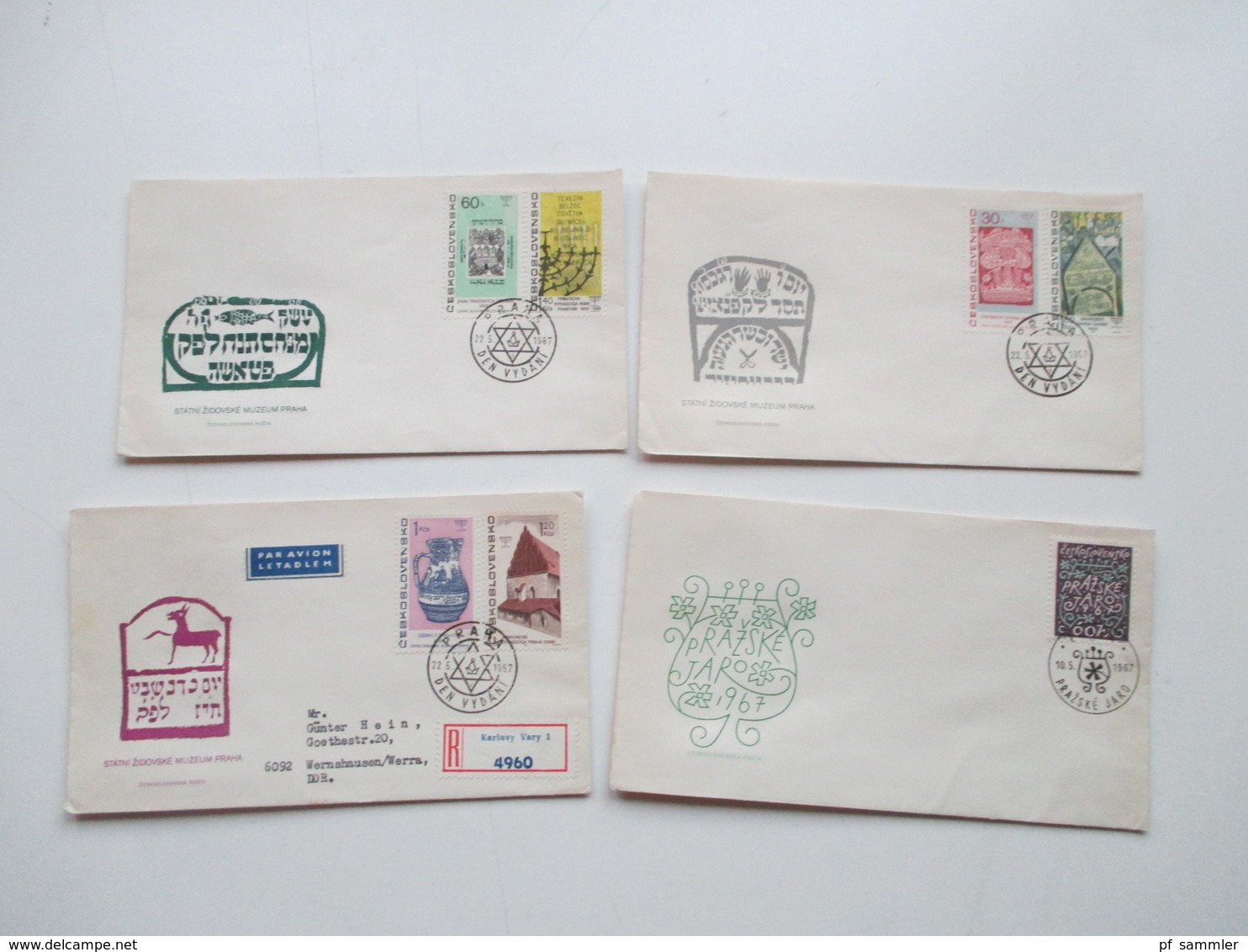 CSSR 1950 - 69 Belegeposten 500 FDC teils echt in die DDR gelaufen. Einschreiben / Luftpost auch Zollstempel Celnice