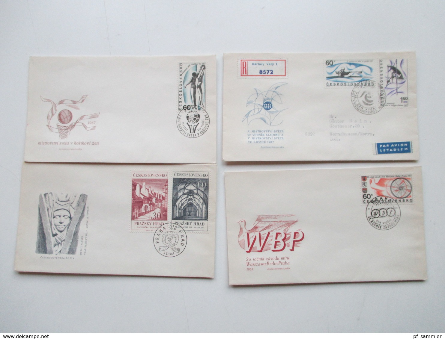 CSSR 1950 - 69 Belegeposten 500 FDC teils echt in die DDR gelaufen. Einschreiben / Luftpost auch Zollstempel Celnice