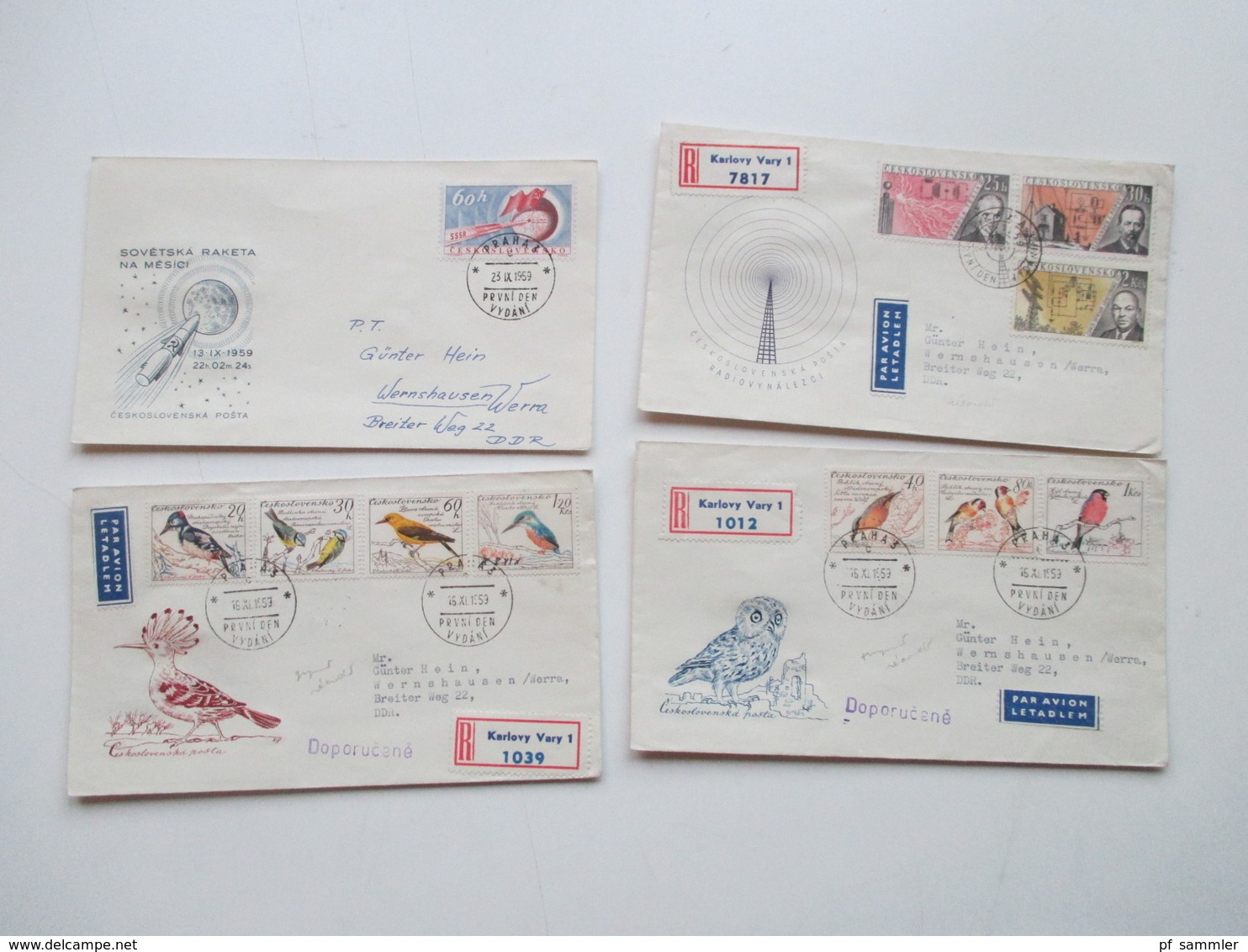 CSSR 1950 - 69 Belegeposten 500 FDC teils echt in die DDR gelaufen. Einschreiben / Luftpost auch Zollstempel Celnice