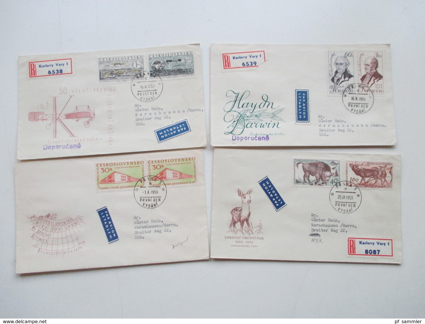 CSSR 1950 - 69 Belegeposten 500 FDC teils echt in die DDR gelaufen. Einschreiben / Luftpost auch Zollstempel Celnice