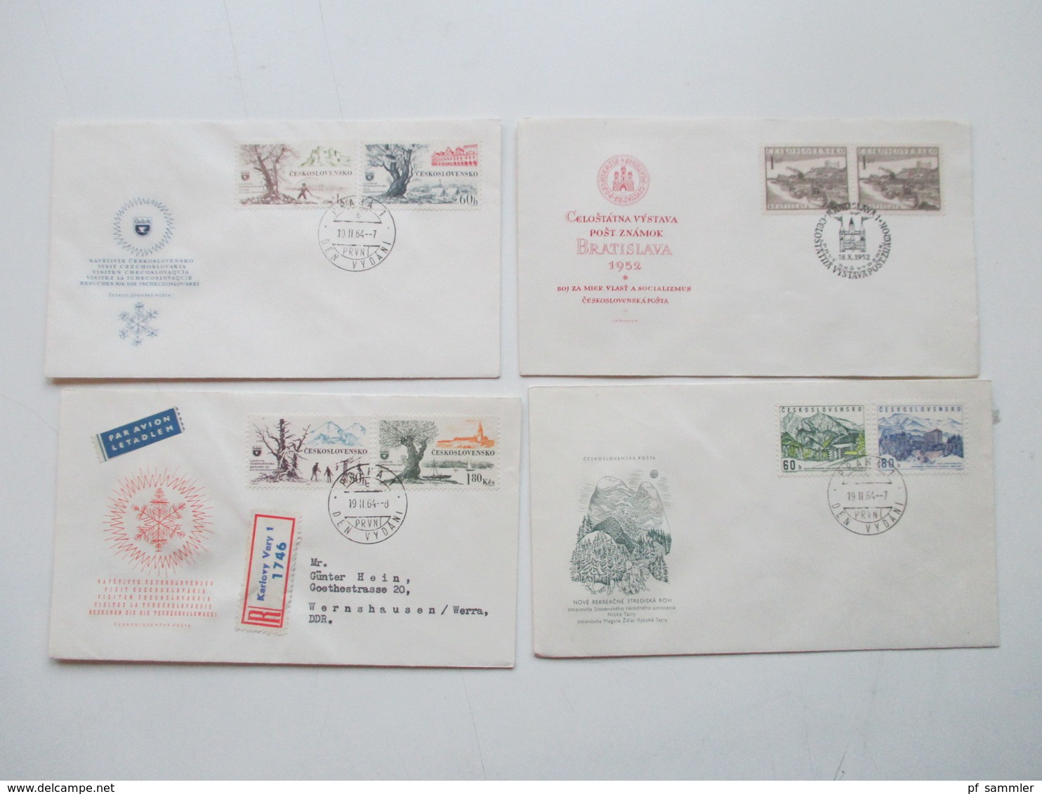 CSSR 1950 - 69 Belegeposten 500 FDC teils echt in die DDR gelaufen. Einschreiben / Luftpost auch Zollstempel Celnice