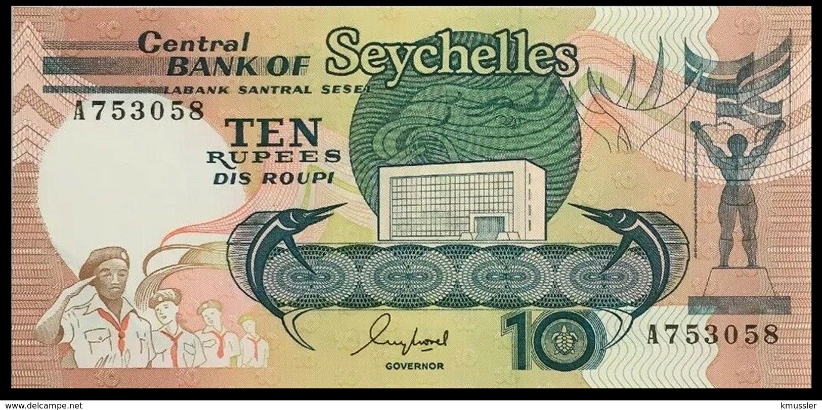 # # # Banknote Seychellen (Seychelles) Central Bank 10 Rupees UNC # # # - Seychellen