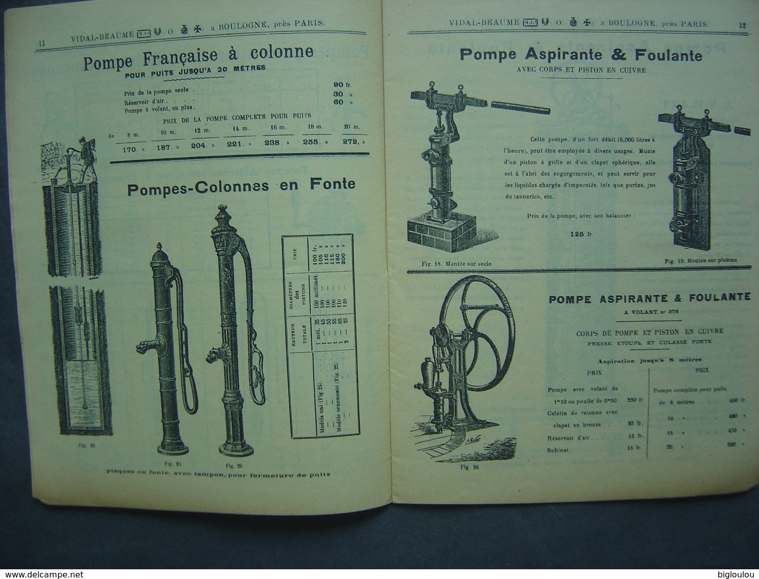 1911 - Ancien Catalogue Vidal-Beaume De Boulogne (Paris) - Pompes - Moteurs - Matériel D'Arrosage - Publicidad