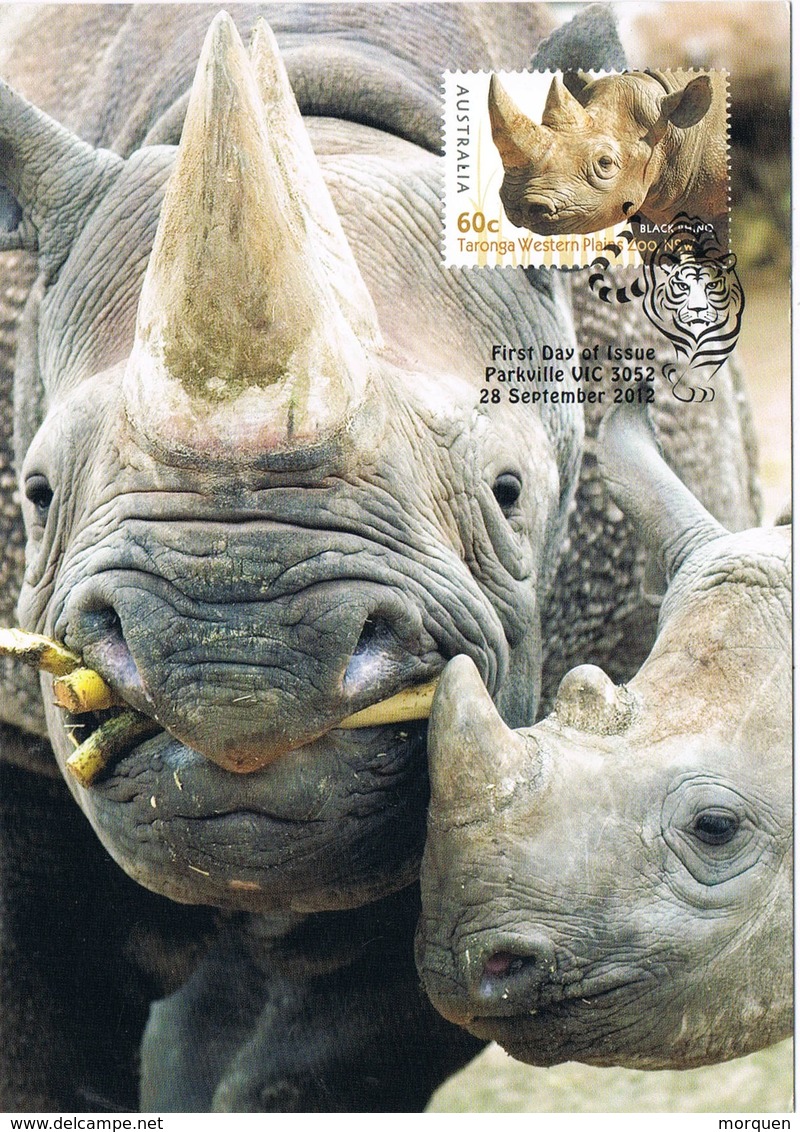 34856. Tarjeta Maxima PARKVILLE (Australia)  2012. Ronoceronte. Rhinoceros, Black Rhino - Rinocerontes