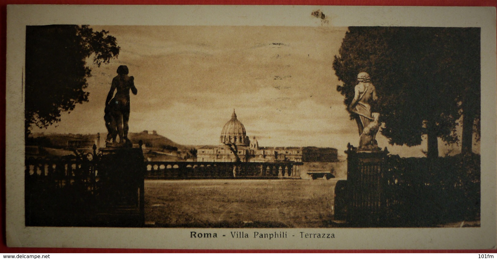 ROMA VILLA PANPHILI - TERRAZZA , MINI CARTOLINA , USATA 1923 - Parken & Tuinen