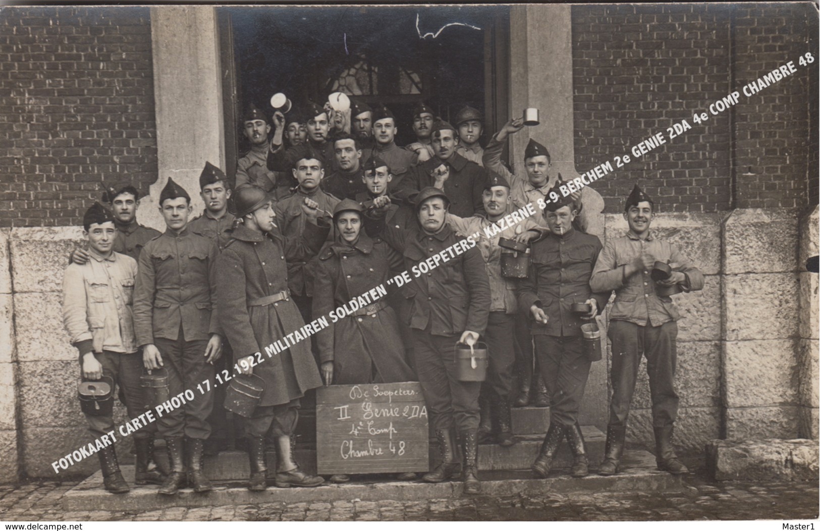 FOTOKAART CARTE PHOTO 17.12.1922 MILITAIREN SOLDATEN "DE SOEPETERS" KAZERNE 8-9 BERCHEM 2e GENIE 2DA 4e COMP CHAMBRE 48 - Antwerpen