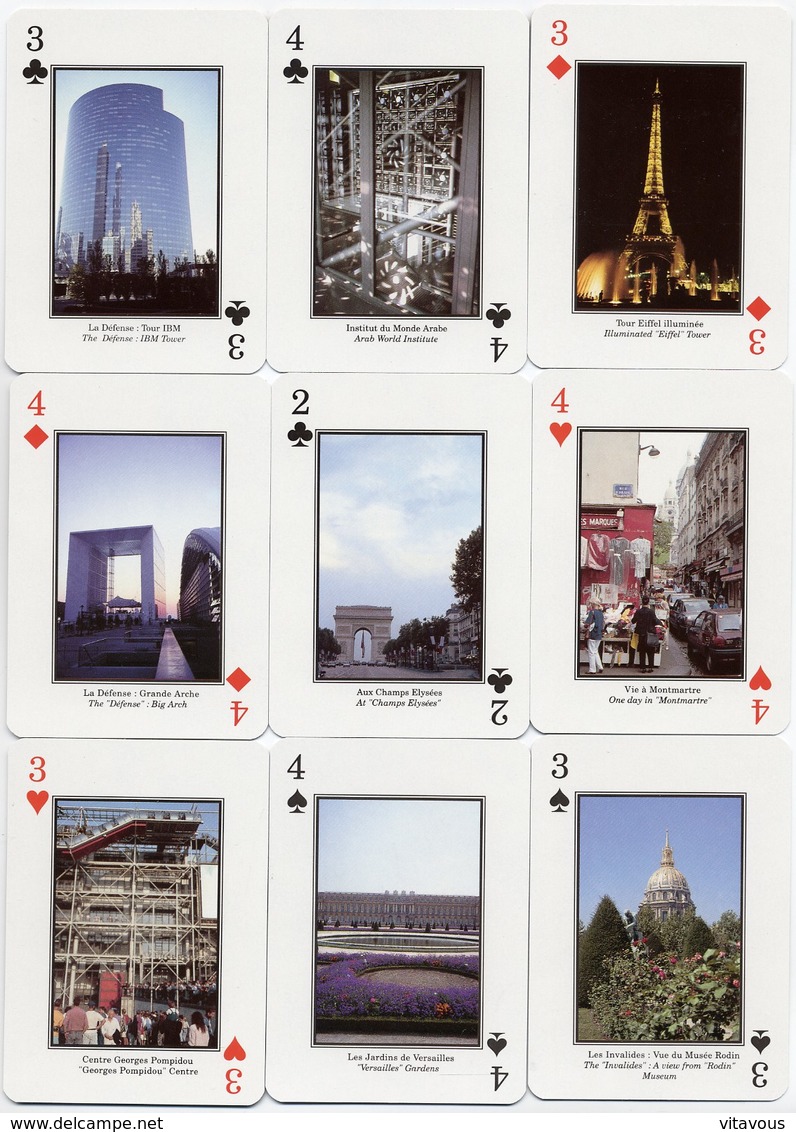 PARIS Les Plus Belles Vues Monuments Etc..jeu De 54 Cartes à Jouer Joker - 54 Kaarten