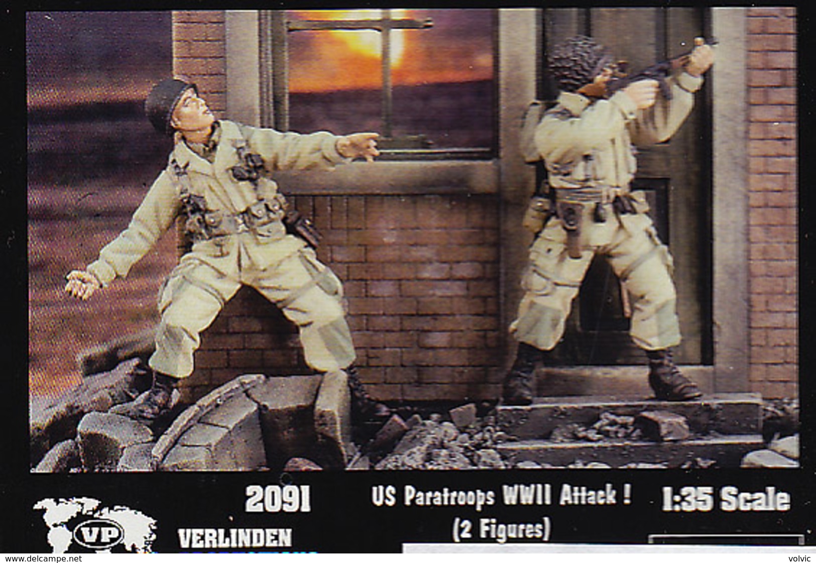 - VERLINDEN - Figurines US Paratroops WWII Attack ! ( 2 Figurines ) - 1/35°- Réf 2091 - Figurine