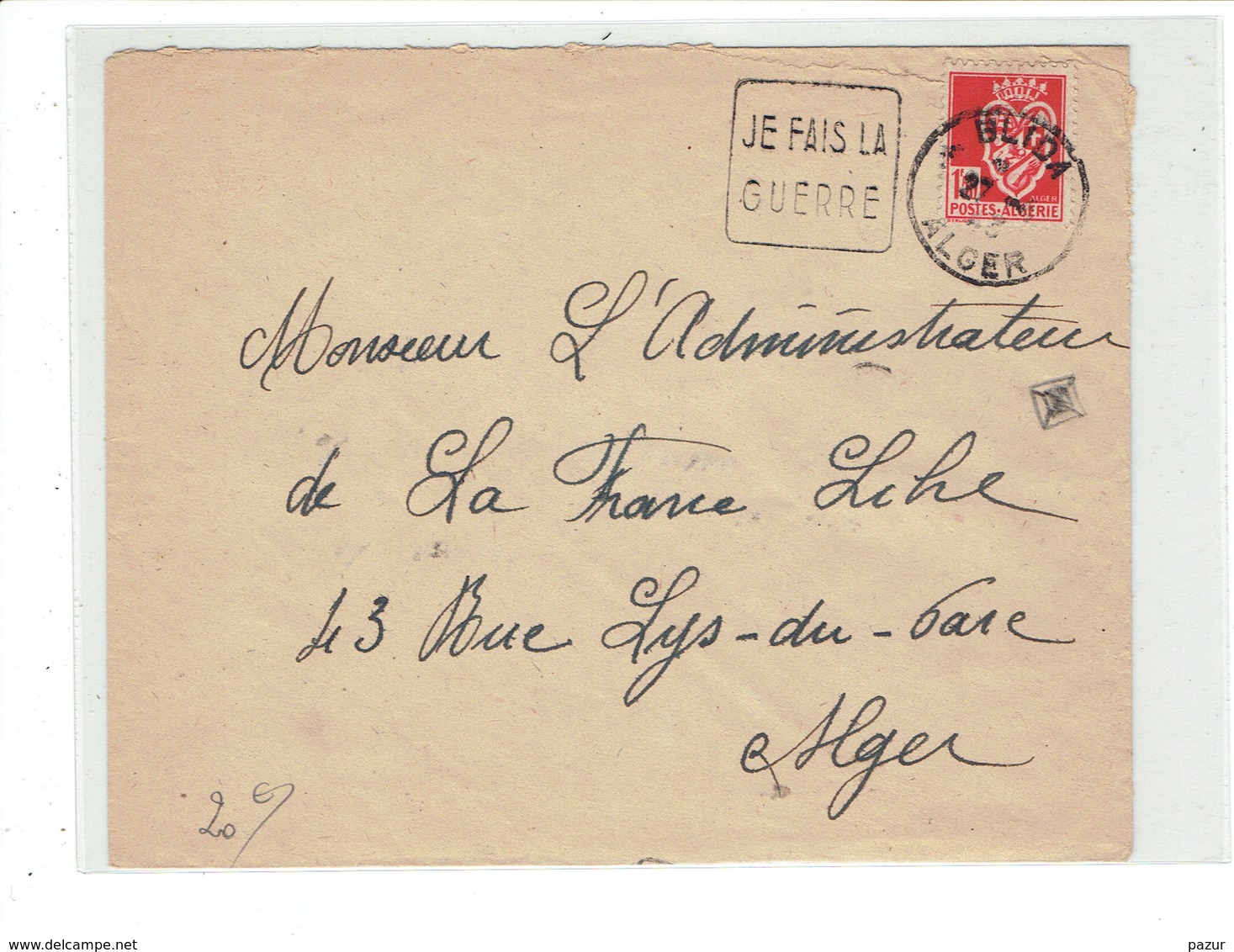 MARCOPHILIE ALGERIE - DAGUIN - BLIDA - ALGER - JE FAIS LA GUERRE - TTB - 1942 - Lettres & Documents