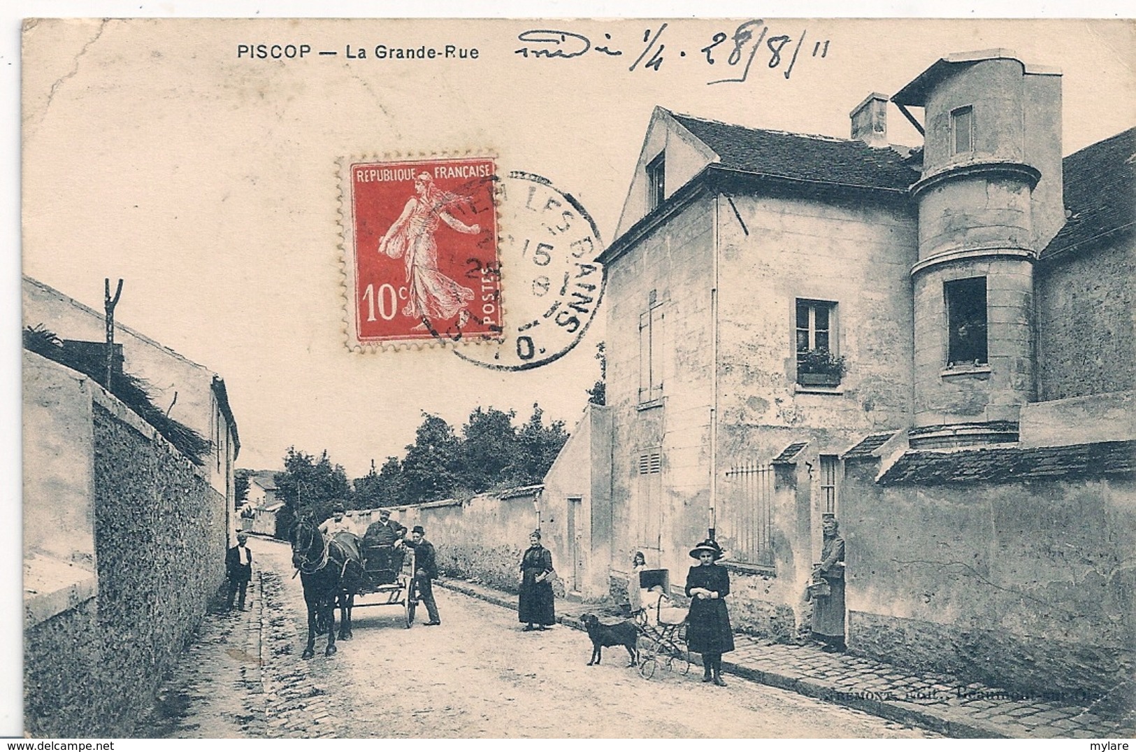 Cpa 95 Piscop Grande Rue - Pontcelles