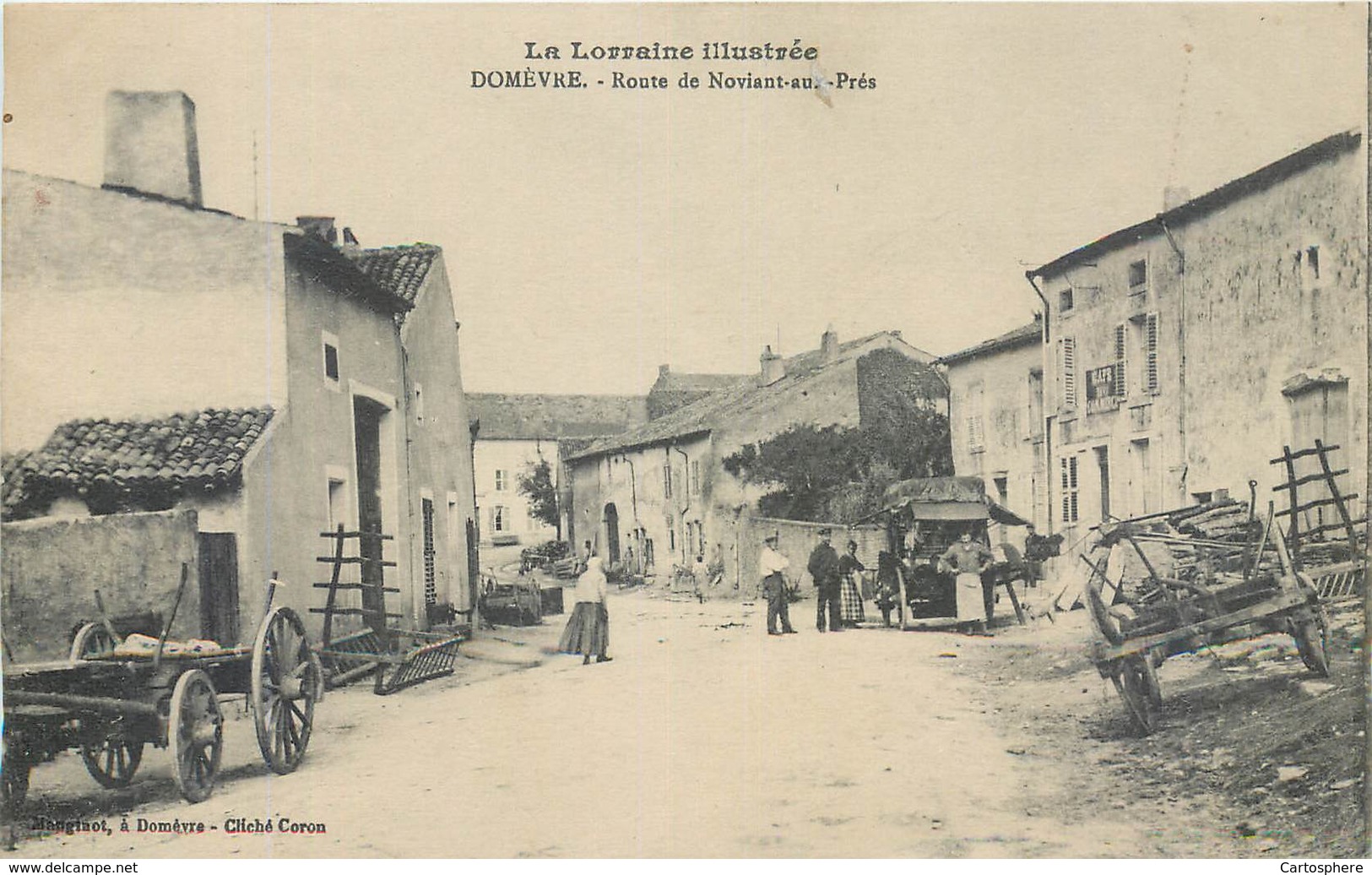 CPA 54 Meurthe Et Moselle Domèvre Route De Noviant Aux Prés - Attelage - Café Du Commerce - Domevre En Haye