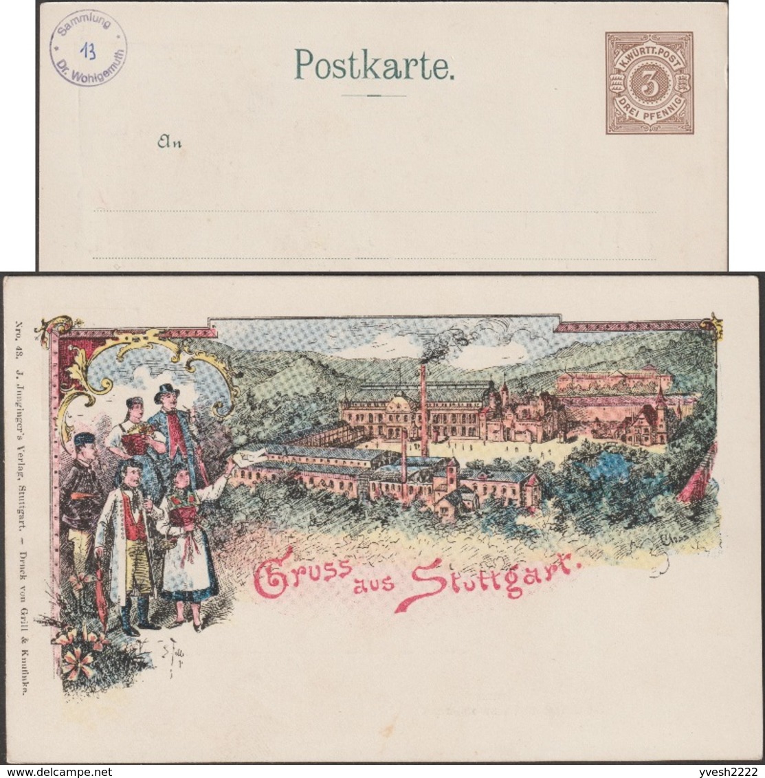 Württemberg 1896. Entier TSC. Expo D'électricité. Visite De 3 Agriculteurs Et De 2 Paysannes En Costume. Belle époque - Agriculture