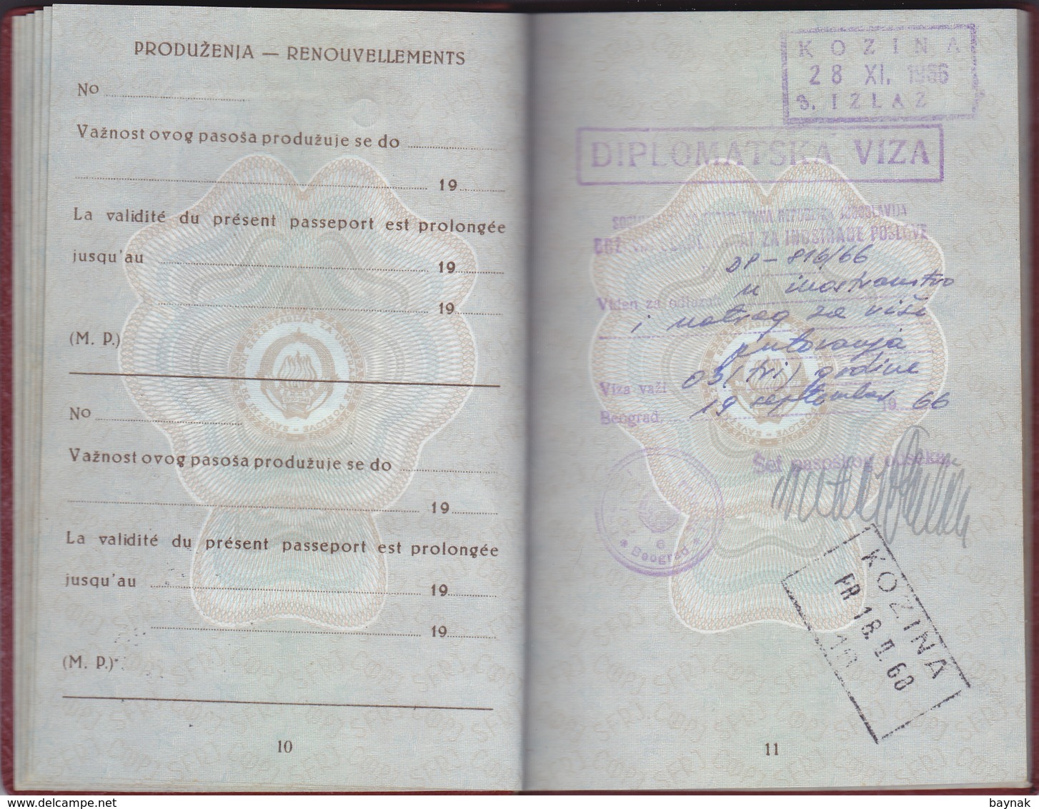 SFRJ  - YUGOSLAVIA  - DIPLOMATIC PASSPPORT  -  LADY  OF YU CONSUL IN TRIESTE, ITALIA  - 1969  - DIPLOMATIC VISA  3 YEAR - Historische Dokumente