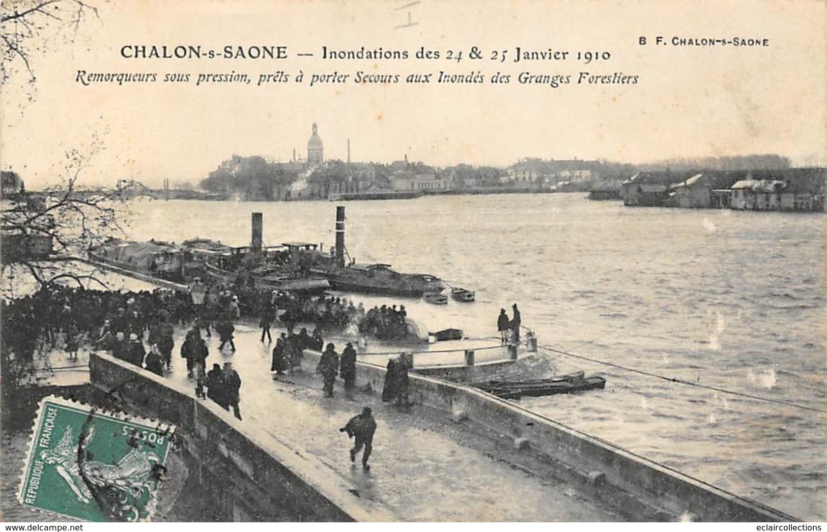 Chalon Sur Saône     71    Inondations De 1910  Remorqueurs Prêts A Porter Secours             (voir Scan) - Chalon Sur Saone