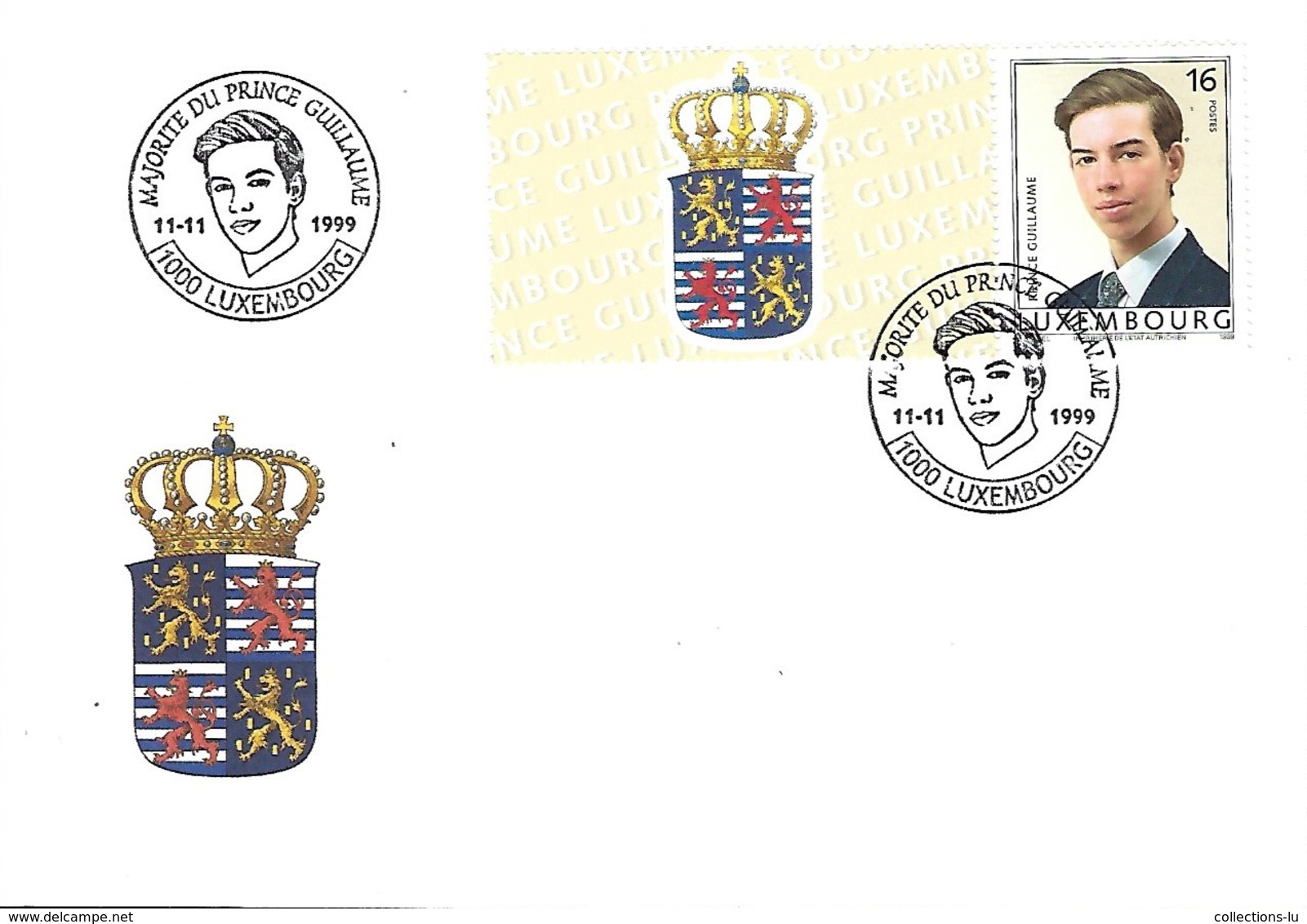 Luxembourg  -  FDC   11.11.1999  Majorite Du Prince Guillaume - FDC