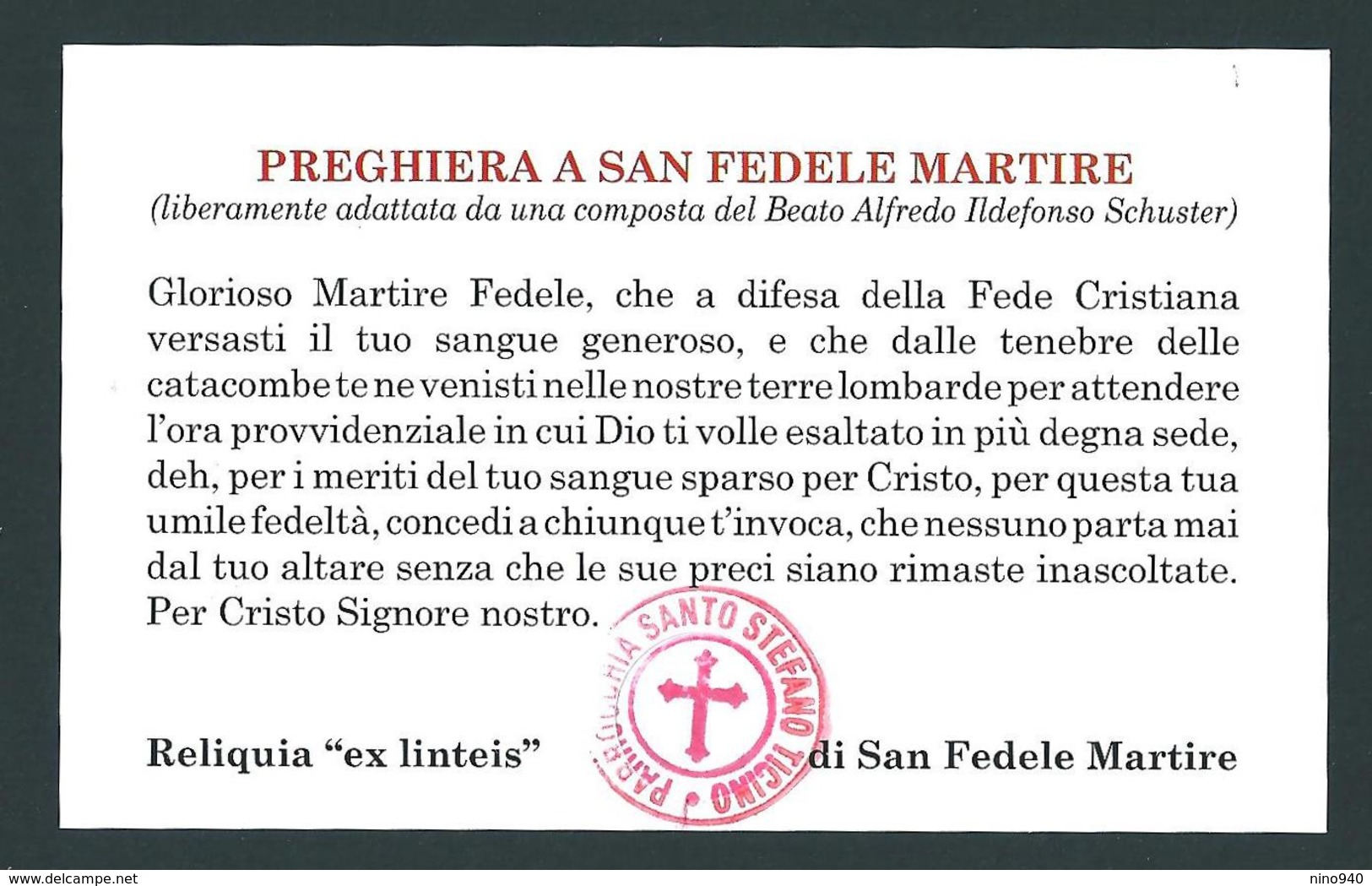 S. FEDELE MARTIRE - Con Reliquia  - M - PR - Religion & Esotérisme