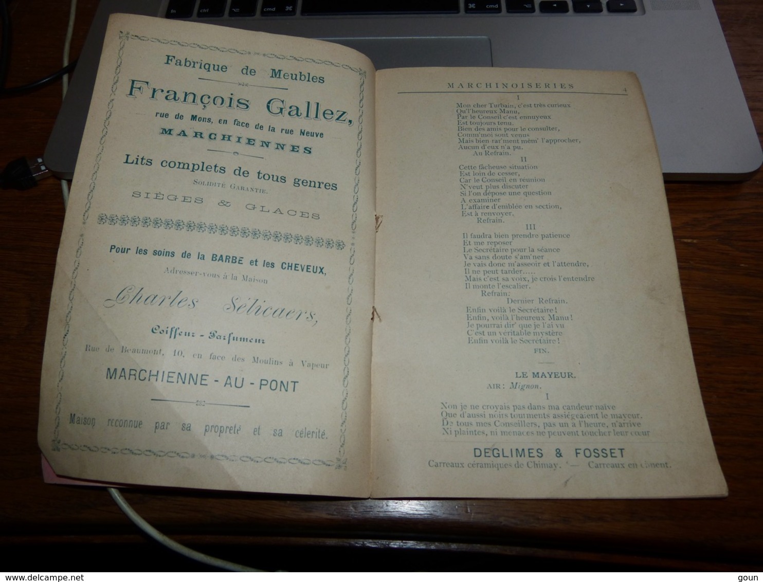 Marchienne Au Pont Programme Des Marchinoiseries Avril 1899  Nombreuses Pubs Locales - Publicités