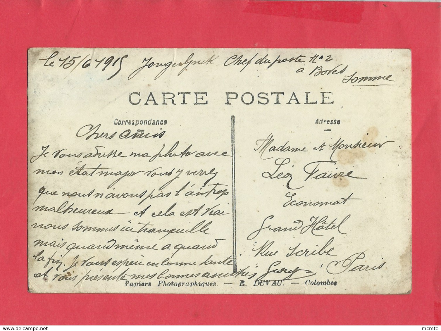 Carte Photo Militaires , Militaire -  Correspondance  Boves   - - Boves