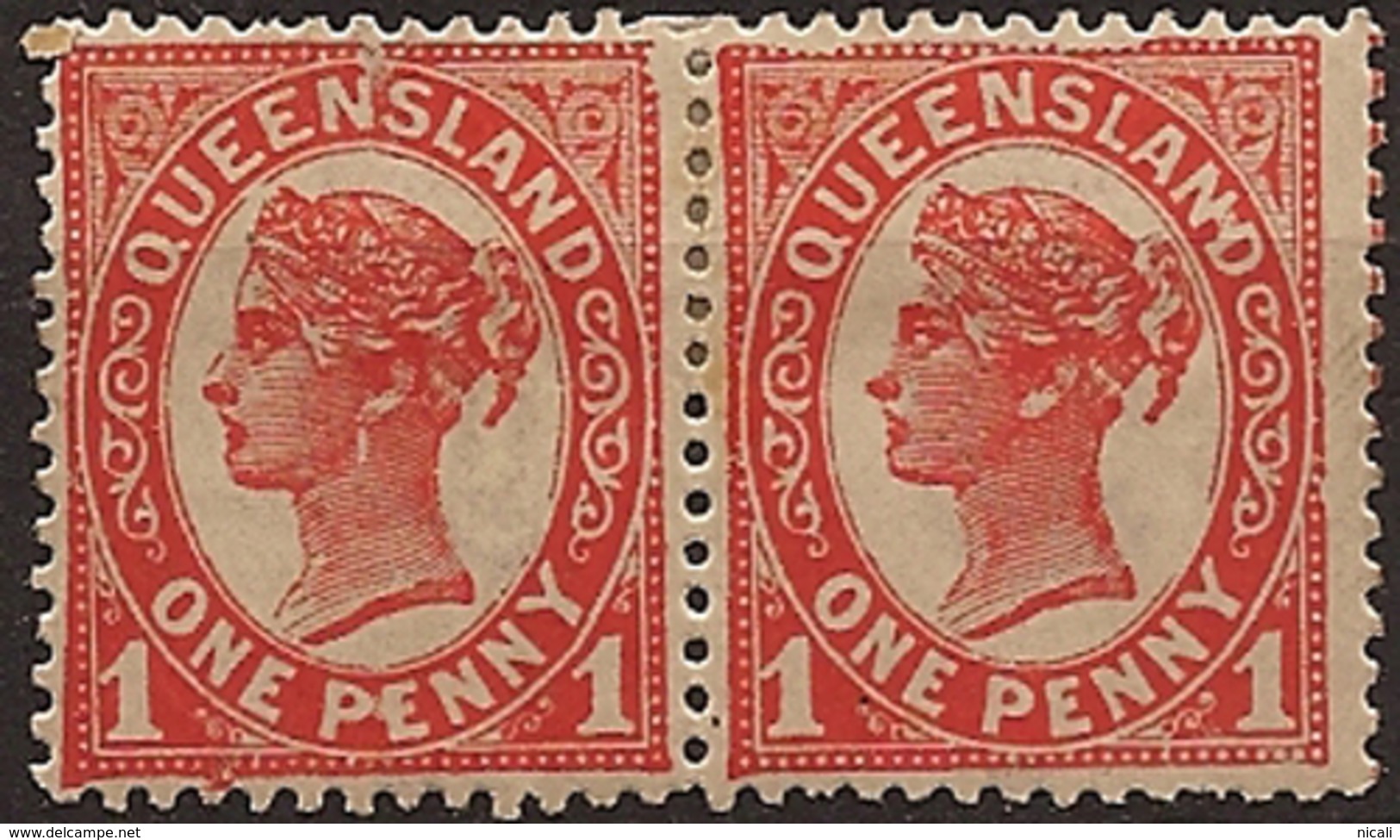 QUEENSLAND 1896 1d Vermilion Flaw SG 229 HM TQ221 - Ungebraucht