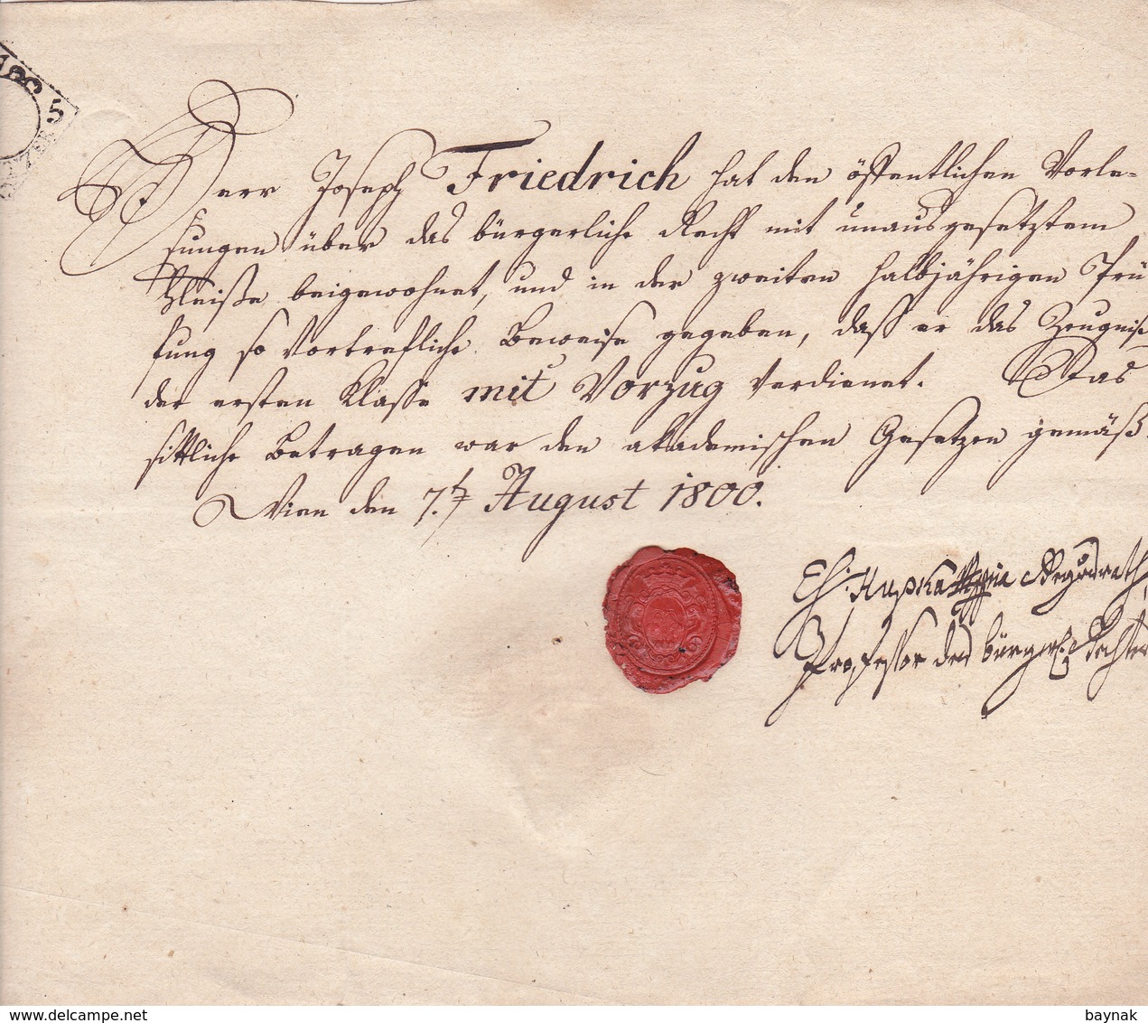 WIEN  --  AUSTRIA  --  OSTERREICH  --  OLD DOCUMENT --  1800 --  JOSEPHUS FRIDRICH - Documenti Storici