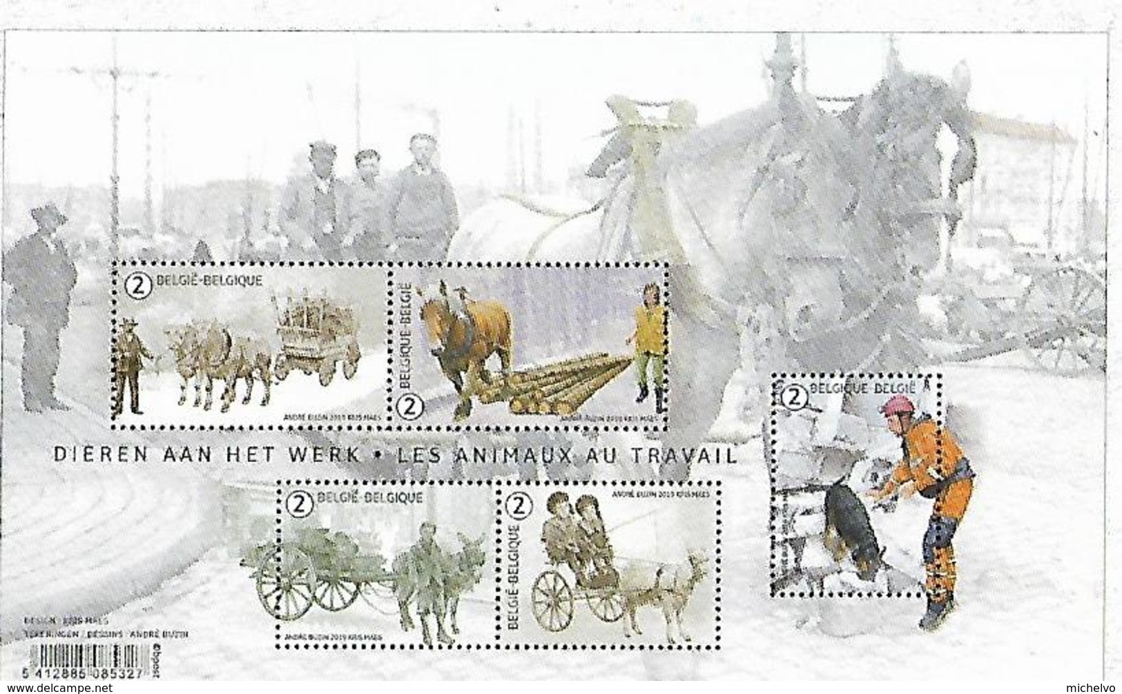 Belg. 2019 - COB N° BL 271 ** - Les Animaux Au Travail (timbres 4832 à 4836) - Ongebruikt