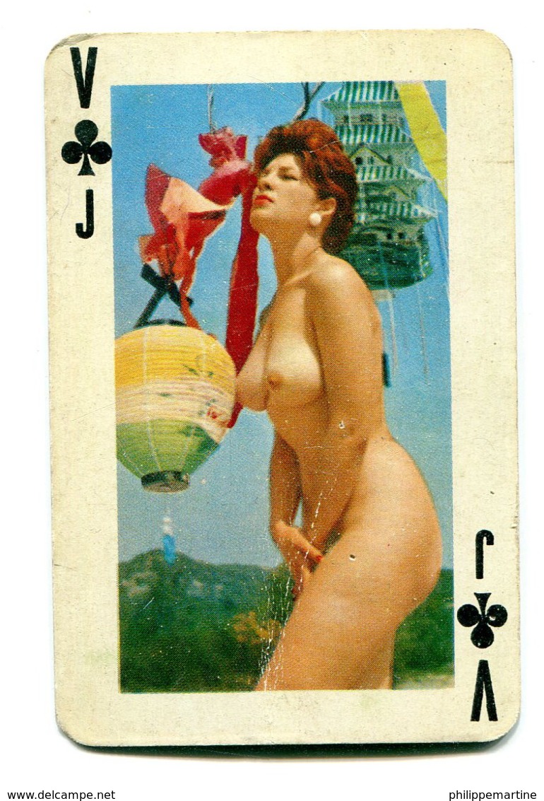 Carte Format 8,4 X 5,5 - Valet De Trèfle - Femme Nue - Autres & Non Classés