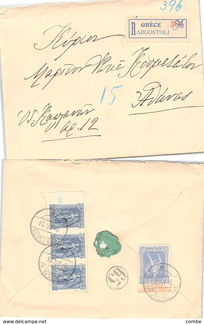 LETTRE GRECE. 1923. RECOMMANDÉ RARGOSTOLI  /  3 - Storia Postale