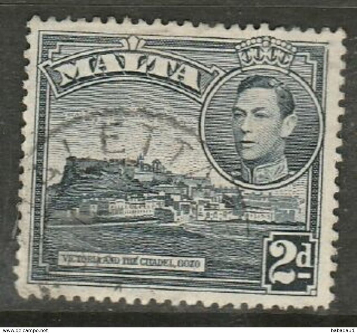 Malta, GVIR, 1938, 2d Slate-black, Used - Malta (...-1964)