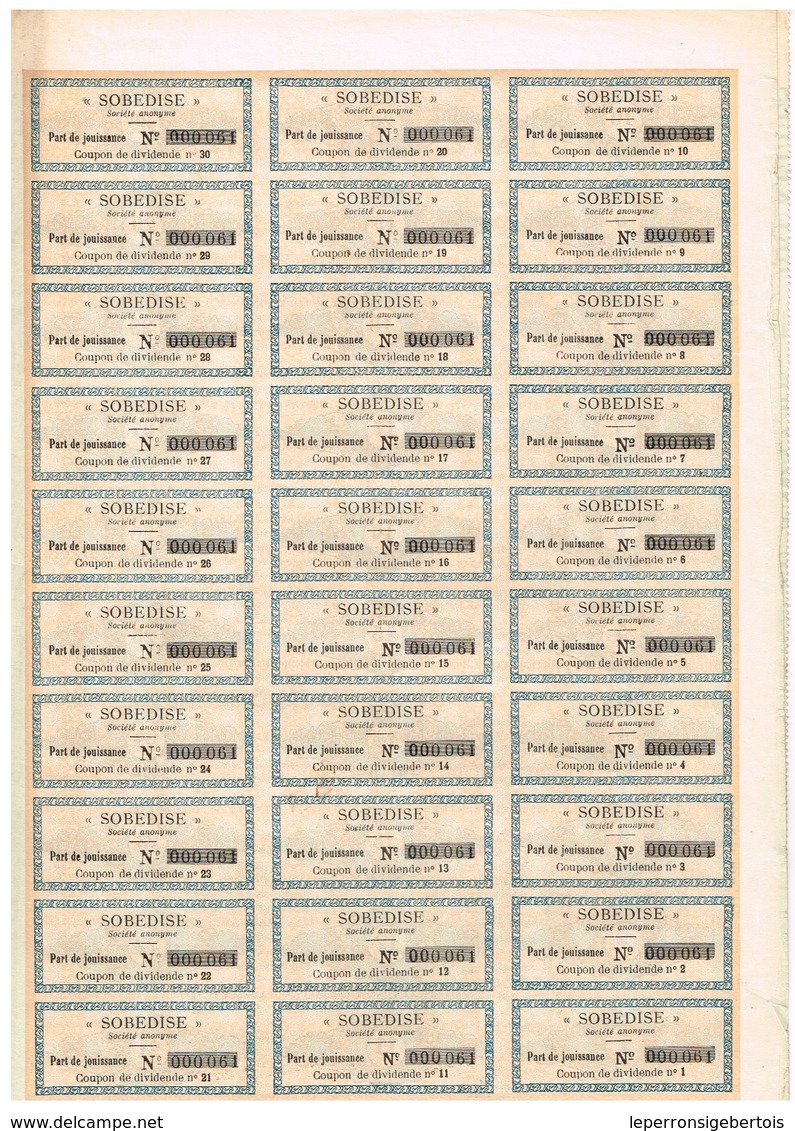 Titre Ancien - Sté Belge Pour L'Entretien De Réseaux De Distribution D'Eau "SODEBISE" - Titre De 1939 - - Eau