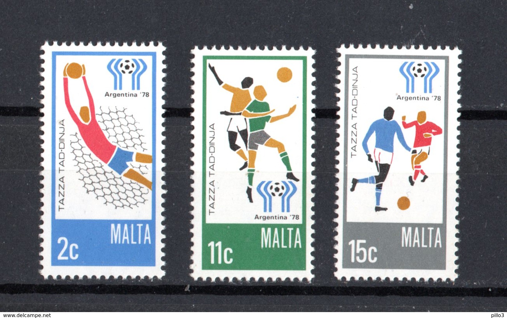 MALTA :  Campionati Mondiali Di Calcio - ARGENTINA '78  - 3 Val.  MNH**  6.06.1978 - 1978 – Argentine