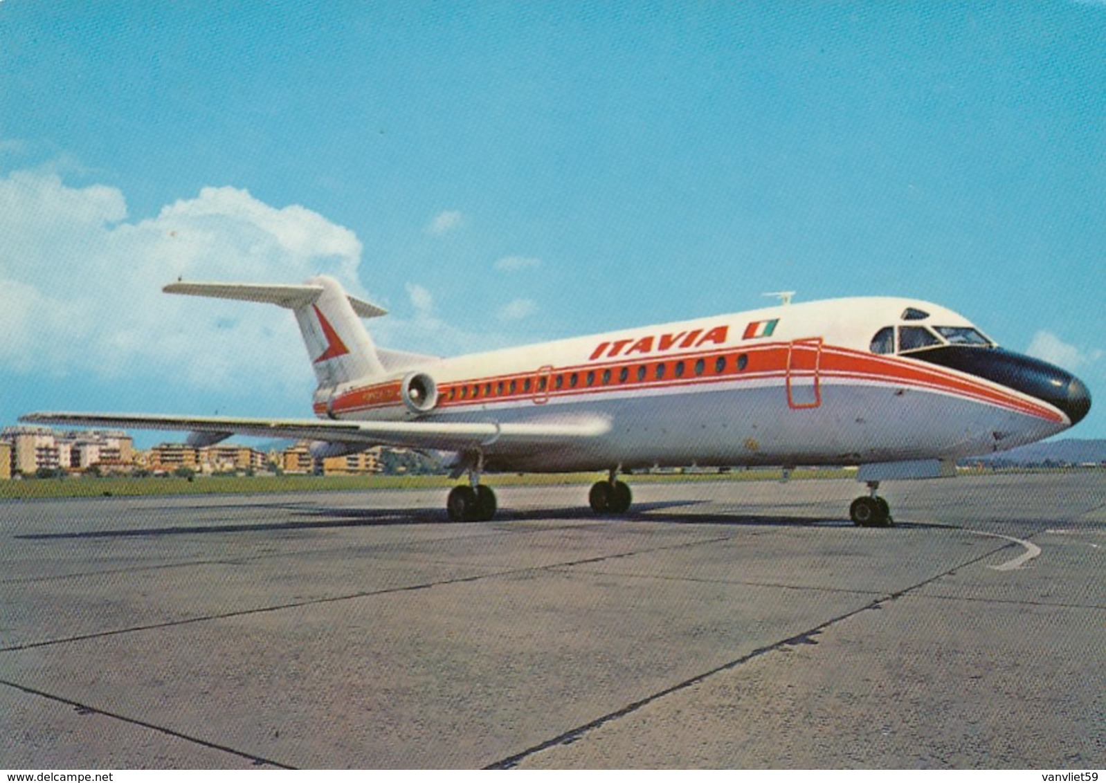 AEROPORTO-AEROPORT-AIRPORT-FLUGHAFEN-CIAMPINO OVEST-ROMA-ITALY-FOKKER F 28 JET-ITAVIA- VERA FOTOGRAFIA NON VIAGGIATA - Aérodromes