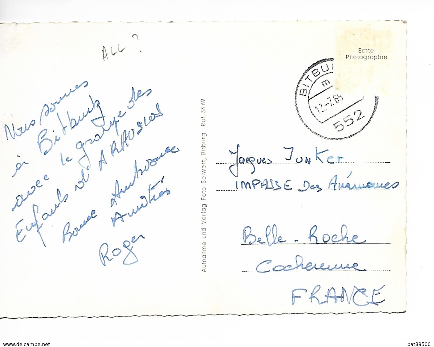 ALLEMAGNE BITBURG / EIFEL BIERBRUNNEN - 552 - CPSM Verticale Voyagée 1965 ~timbre Décollé ~ Très Bon Etat Offre OK ! - Bitburg