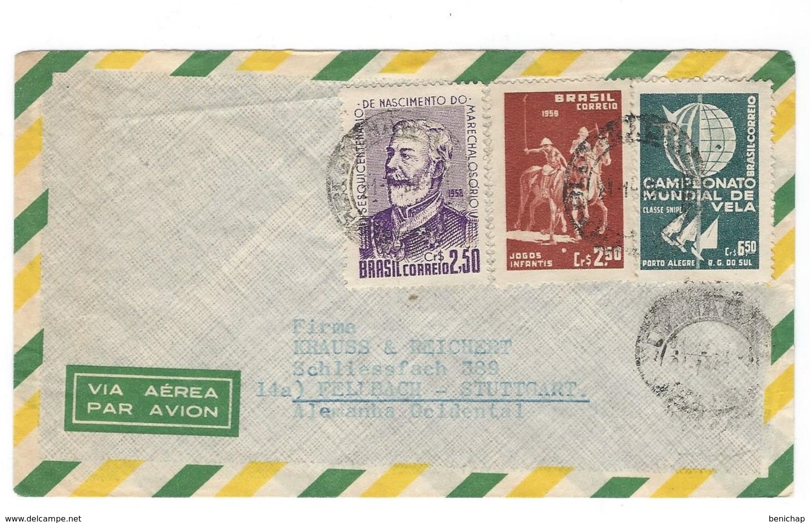 COVER CORREO BRASIL -VIA AEREA - BRESIL - BLUMENAU - FELLBACH - ALEMANIA - Lettres & Documents