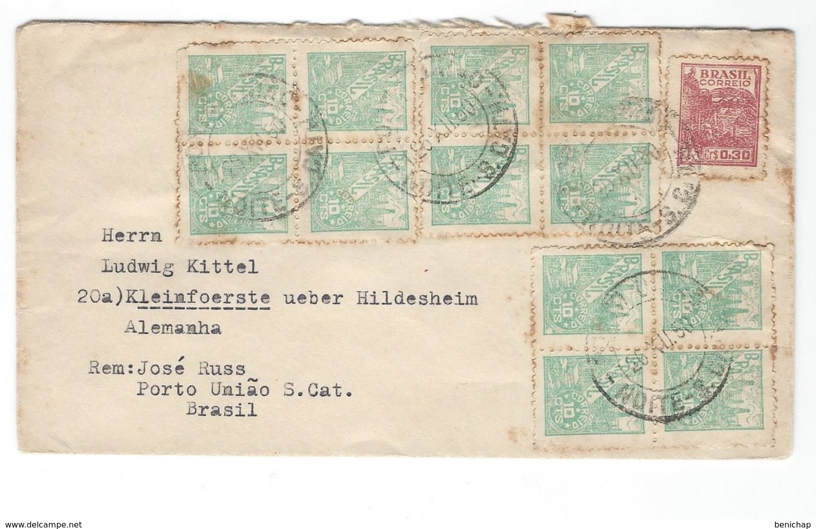 COVER CORREO BRASIL -VIA AEREA - BRASIL - PORTO UNIAO S.CAT. - GERMANY. - Lettres & Documents