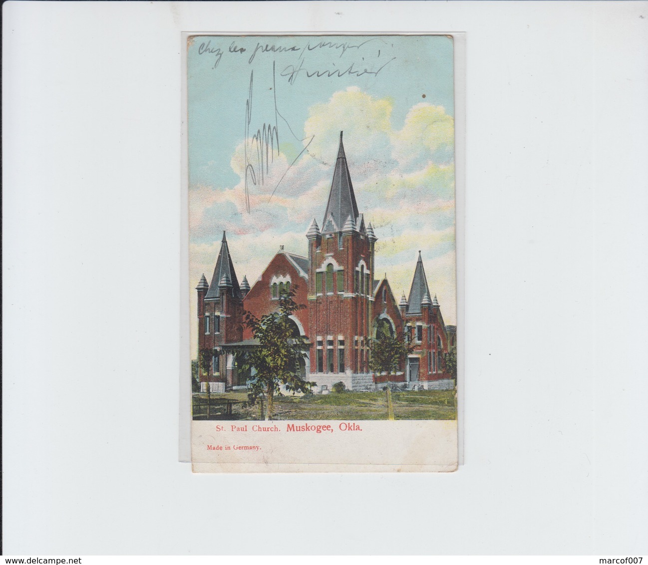 OKLAHOMA - MUSKOGEE  CHURCH TO BELGIUM - BXL FOREST - 1907 - Muskogee