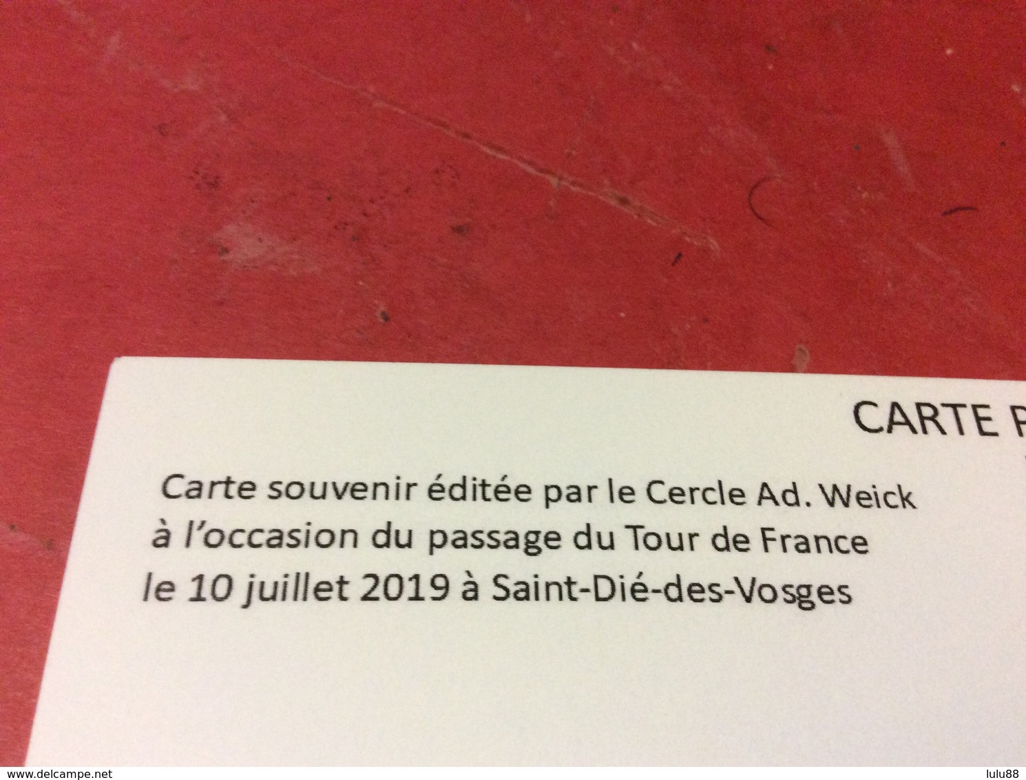 SAINT DIE. Cyclisme Tour De FRANCE. 2019 Carte Éditée Et Vendue Au Profit De Cercle WEICK - Saint Die