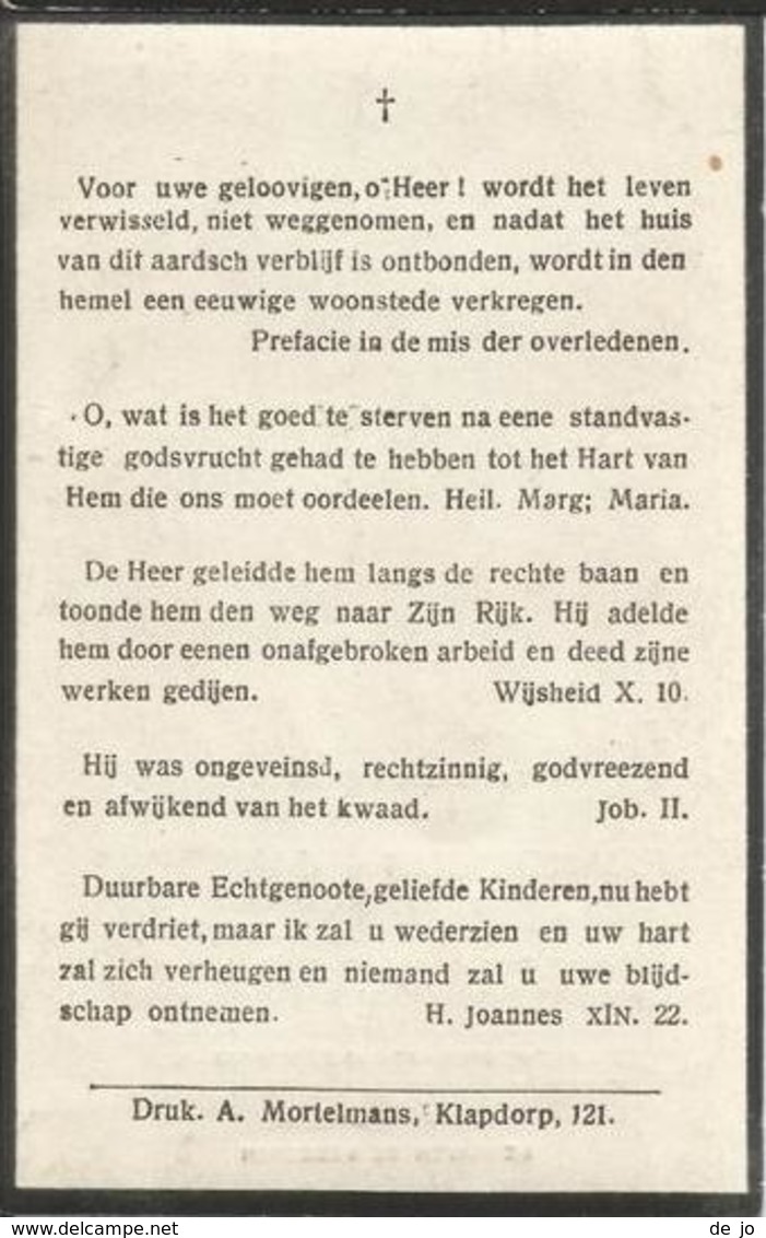 JANSSENS Franciscus °1855 Stabroek +1923 Antwerpen Ech De Wolf Doodsprentje Image Mortuaire Immaginetta Funeral Card - Godsdienst & Esoterisme