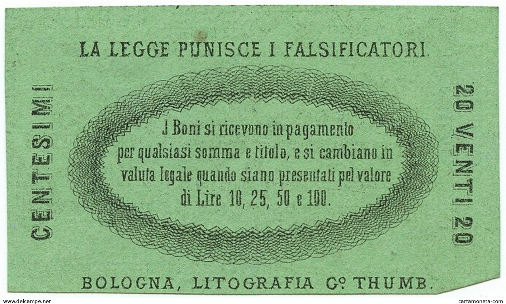 20 CENTESIMI NON EMESSO FIDUCIARIO SOCIETÀ SOCCORSO SAVIGNANO ROMAGNA FDS-/FDS - Altri & Non Classificati