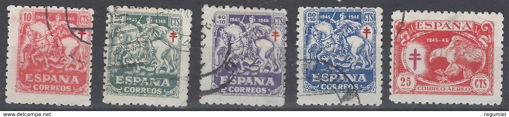 España U 0993/997 (o) Tubersulosos 1945 - Gebraucht