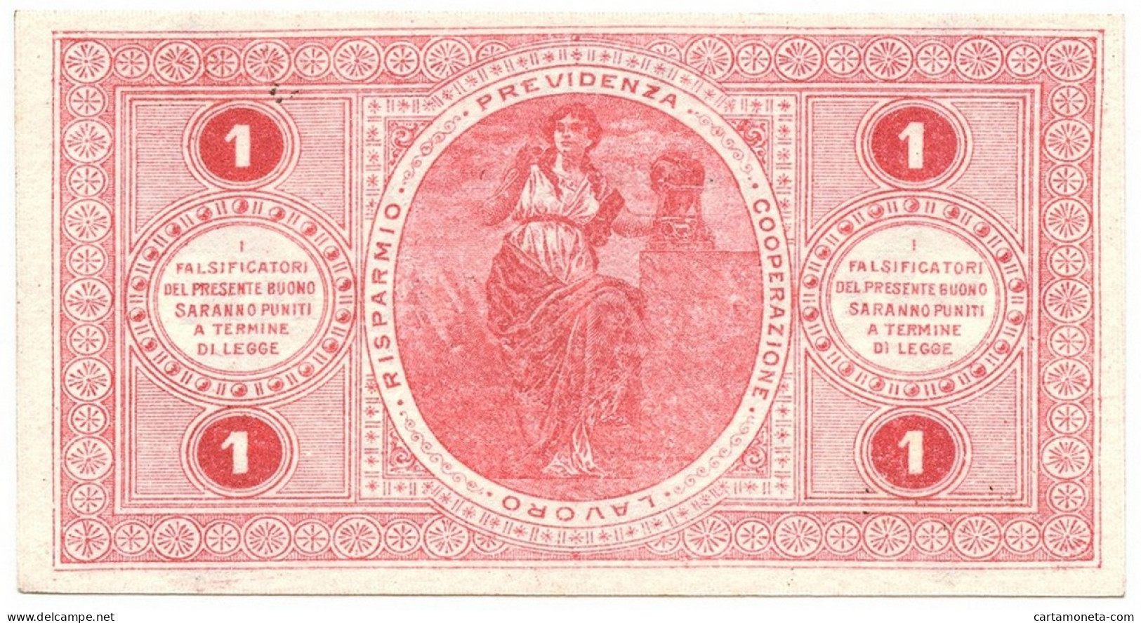 1 LIRA BUONO ACQUISTO CASSA RISPARMIO E PREVIDENZA TORINO 1893-1894 FDS-/FDS - Altri & Non Classificati