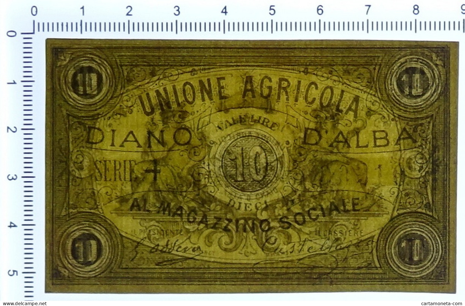 10 LIRE BIGLIETTO FIDUCIARIO UNIONE AGRICOLA DIANO D'ALBA FDS-/FDS - Altri & Non Classificati