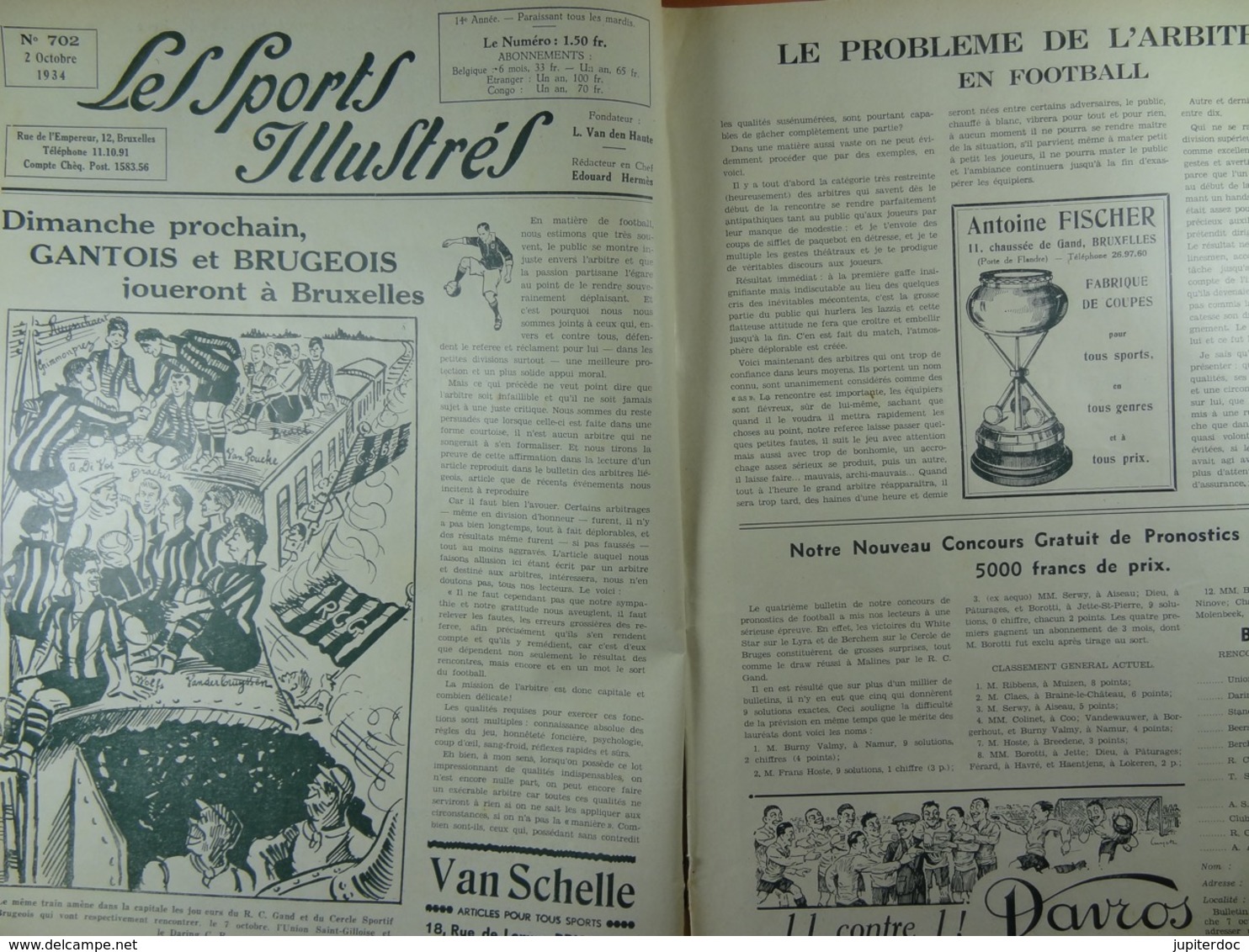 Les Sports Illustrés 1934 N°702 Aerts Loncke Ekeren Vichte Harelbeke Gand Union Gordon-Bennett Scherens - Sport